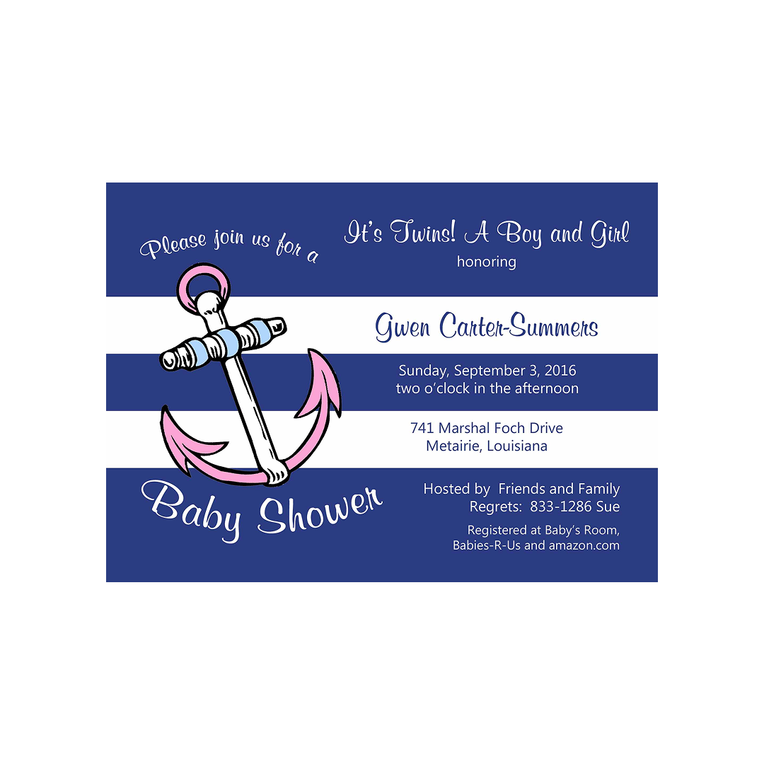 ANCHOR TWINS CUSTOM INVITATION