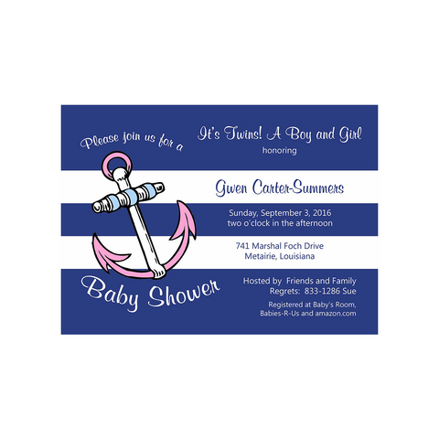 ANCHOR TWINS CUSTOM INVITATION