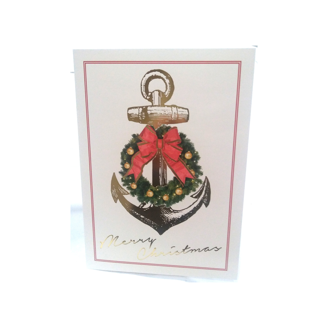 ANCHOR AND WREATH NAUTICAL BOXED GREETING CARDS