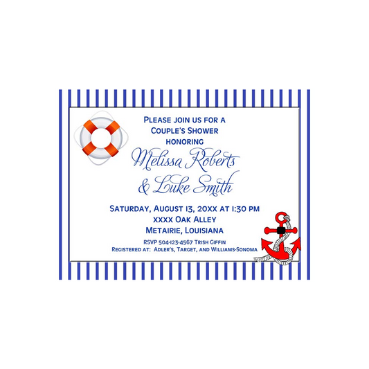 ANCHOR, BOUY AND STRIPES CUSTOM INVITATION