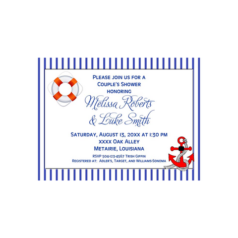 ANCHOR, BOUY AND STRIPES CUSTOM INVITATION
