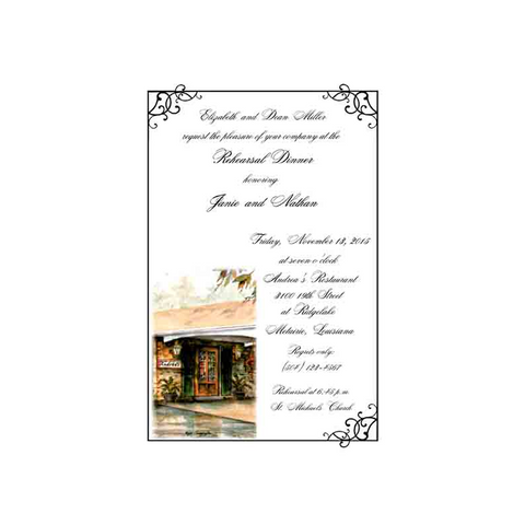 ANDREA'S RESTAURANT CUSTOM INVITATION