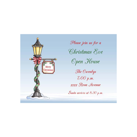 ANTIQUE LAMPPOST IN SNOW CUSTOM INVITATION