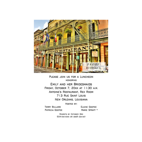 ANTOINE'S RESTAURANT FULL VIEWCUSTOM INVITATION