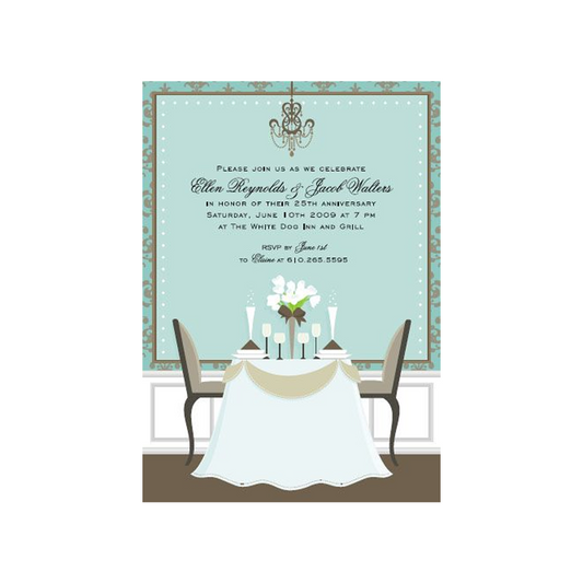 AQUA DINNER TABLE - BLANK STOCK INVITATION