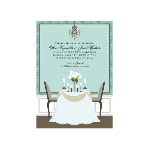 AQUA DINNER TABLE - BLANK STOCK INVITATION