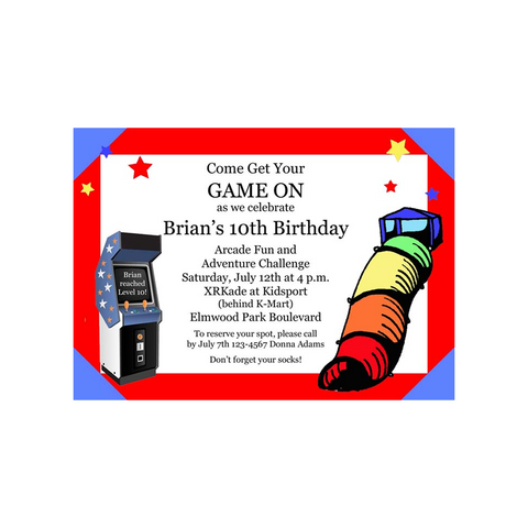 ARCADE AND SLIDE CUSTOM INVITATION
