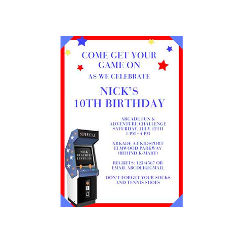ARCADE CUSTOM INVITATION
