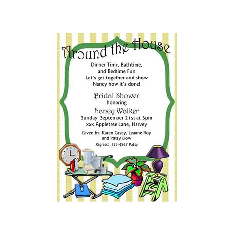 AROUND THE HOUSE STRIPES CUSTOM INVITATION