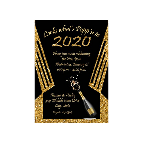 ART DECO CHAMPAGNE IN GLITTER CUSTOM INVITATION