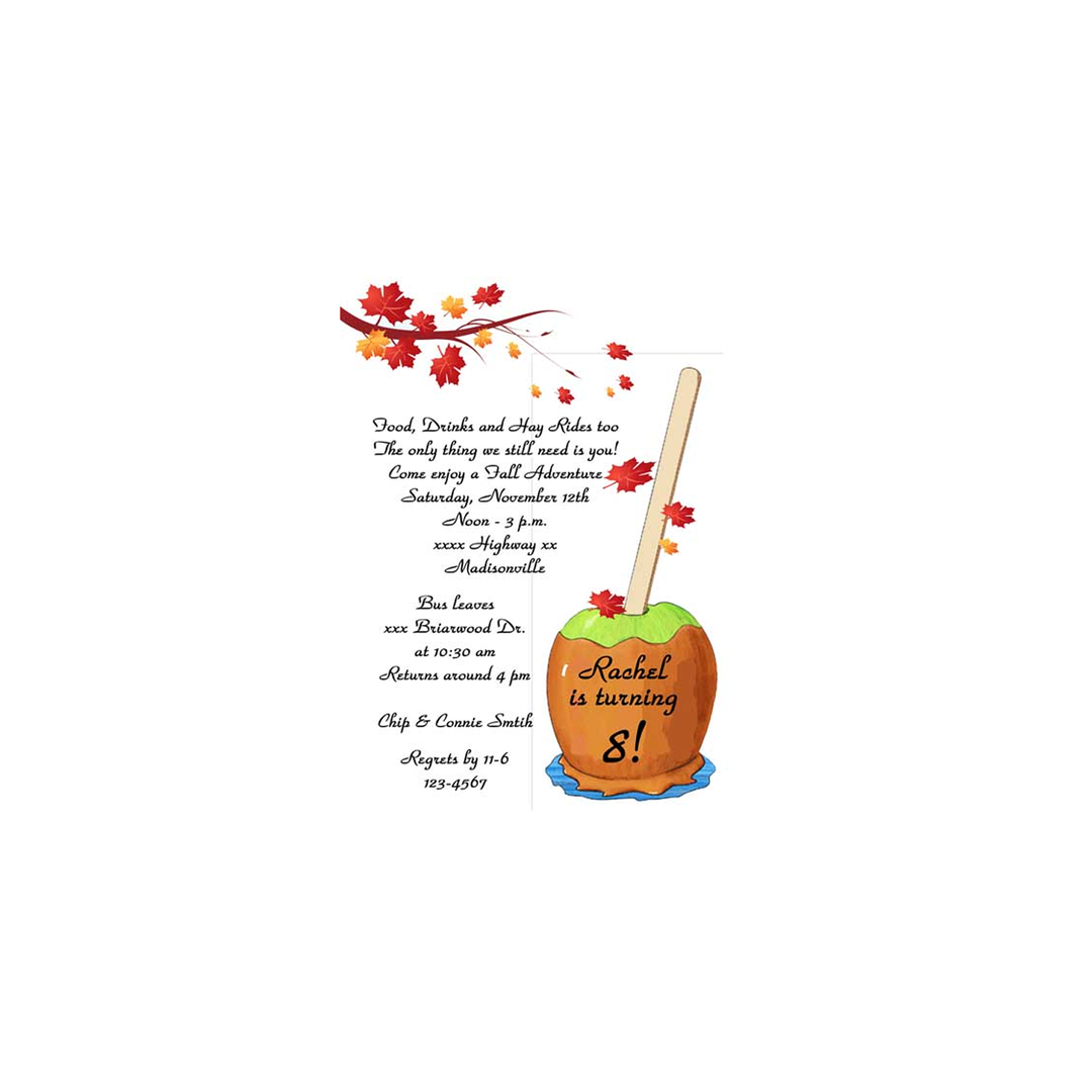 A CANDY APPLE BIRTHDAY CUSTOM INVITATION