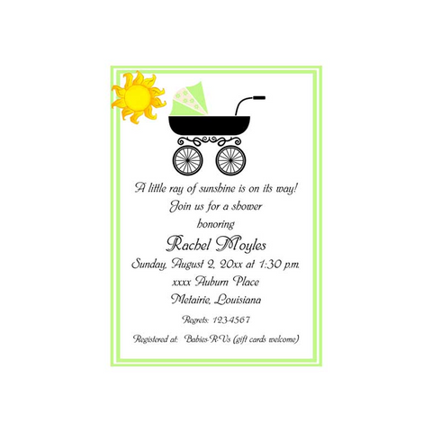 BABY CARRIAGE IN THE SUN CUSTOM INVITATION