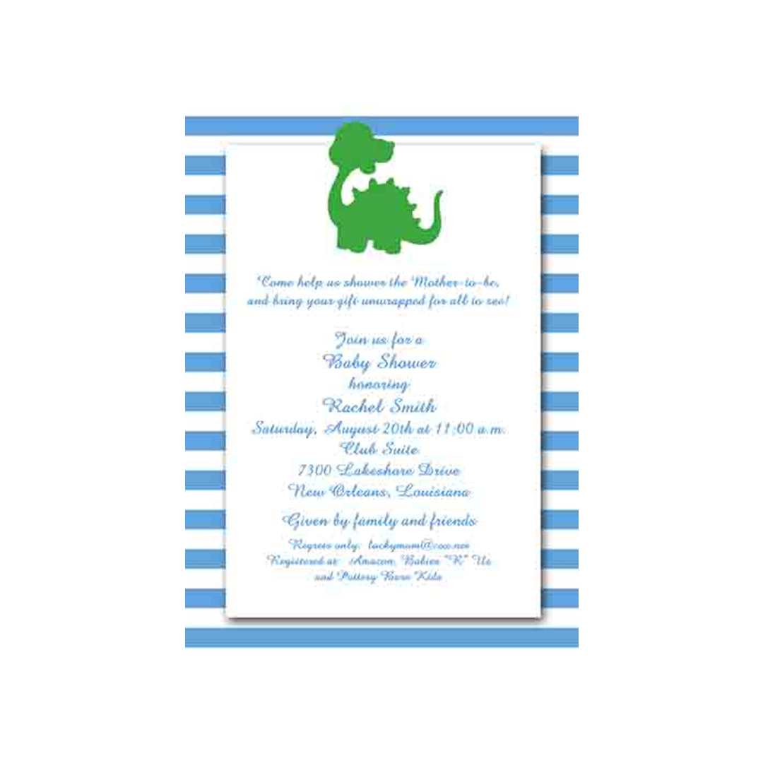BABY DINOSAUR SILHOUETTE CUSTOM INVITATION