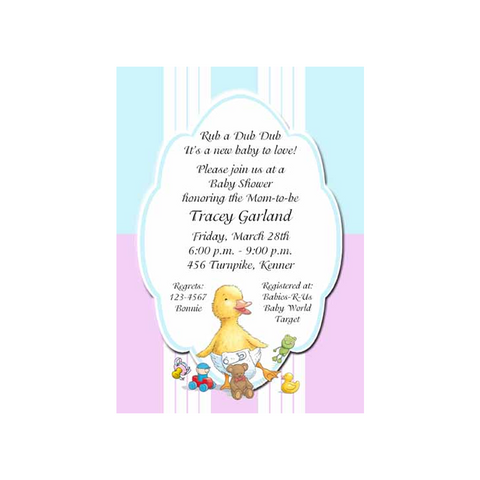 BABY DUCK WITH TOYS CUSTOM INVITATION