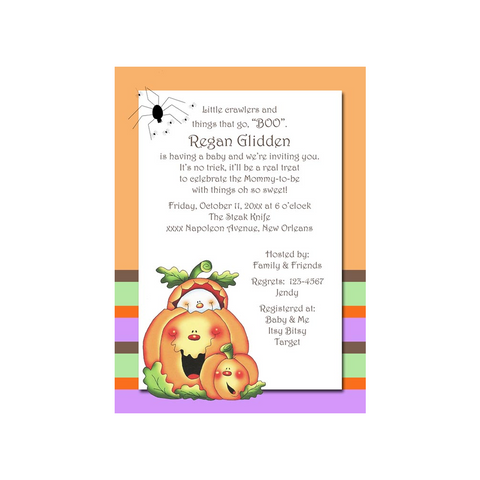 BABY GHOST AND PUMPKINS CUSTOM INVITATION