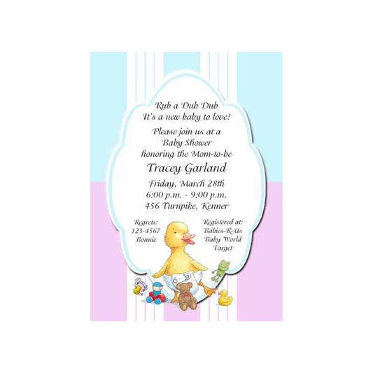 BABY DUCK WITH TOYS CUSTOM INVITATION