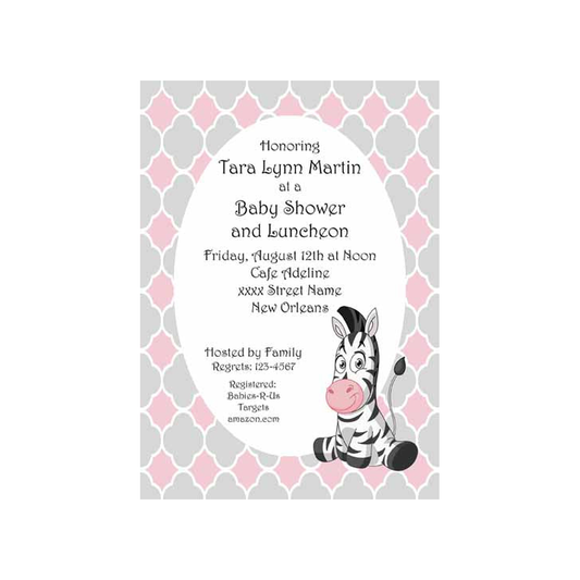 BABY GIRL-BOY ZEBRA CUSTOM INVITATION