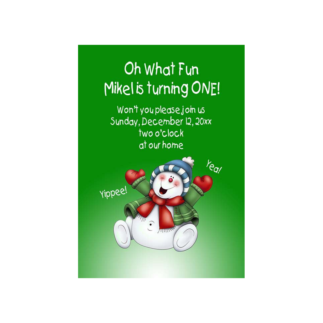 BABY SNOWMAN JUMPING CUSTOM INVITATION