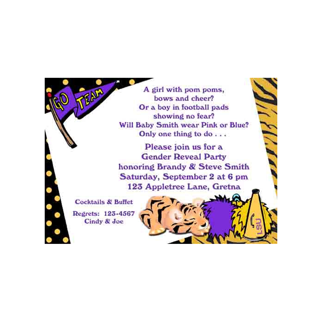BABY TIGER AND FOOTBALL ITEMS CUSTOM INVITATION