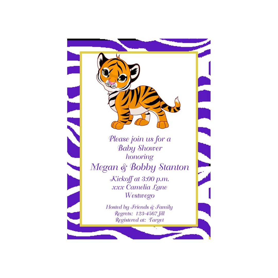 BABY TIGER AND TIGER PRINT CUSTOM INVITATION
