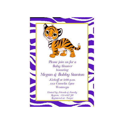 BABY TIGER AND TIGER PRINT CUSTOM INVITATION