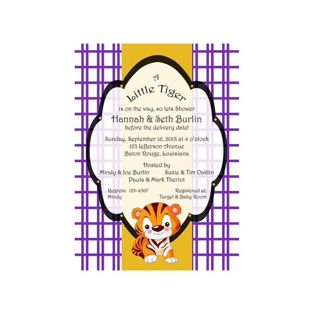 BABY TIGER (LSU COLORS) CUSTOM INVITATION