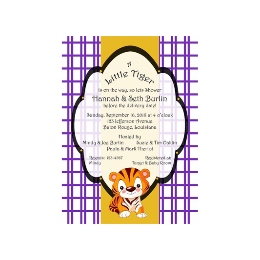BABY TIGER (LSU COLORS) CUSTOM INVITATION