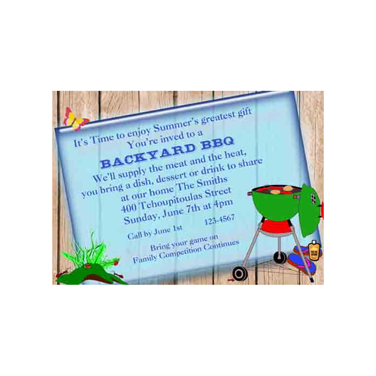 BACKYARD GRILL CUSTOM INVITATION