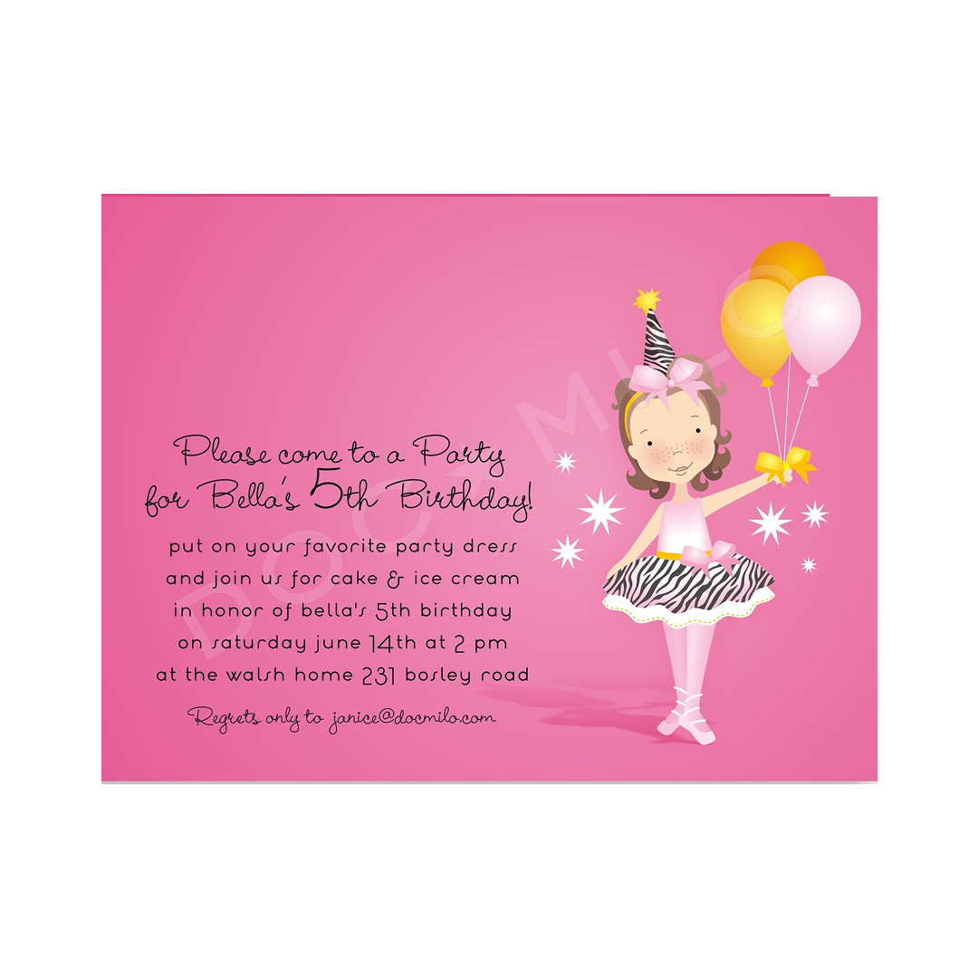 BALLERINA BIRTHDAY PINK - BLANK STOCK INVITATION
