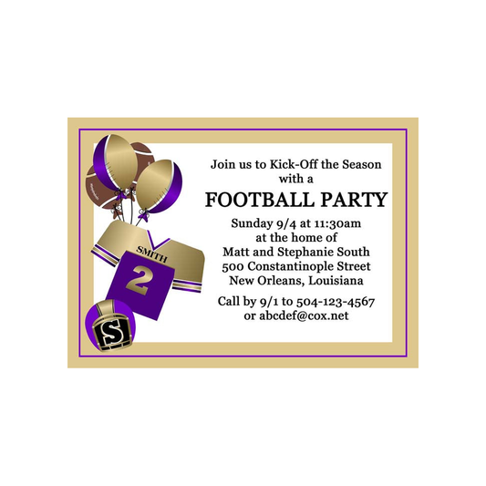 BALLOONS, JERSEY AND FOOTBALL HELMET CUSTOM INVITATION