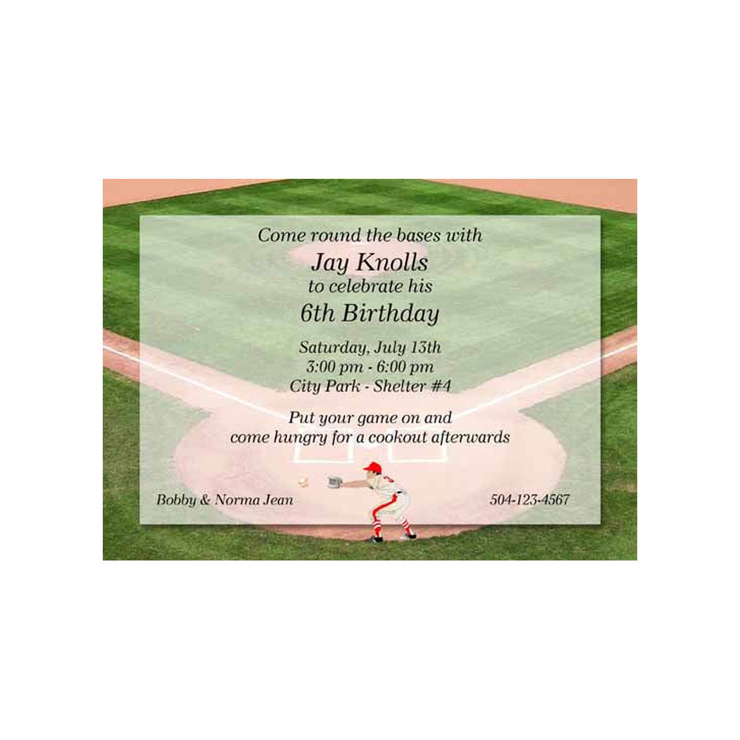 BASEBALL DIAMOND CUSTOM INVITATION