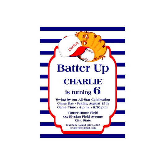 BASEBALL EQUIPMENT CUSTOM INVITATION
