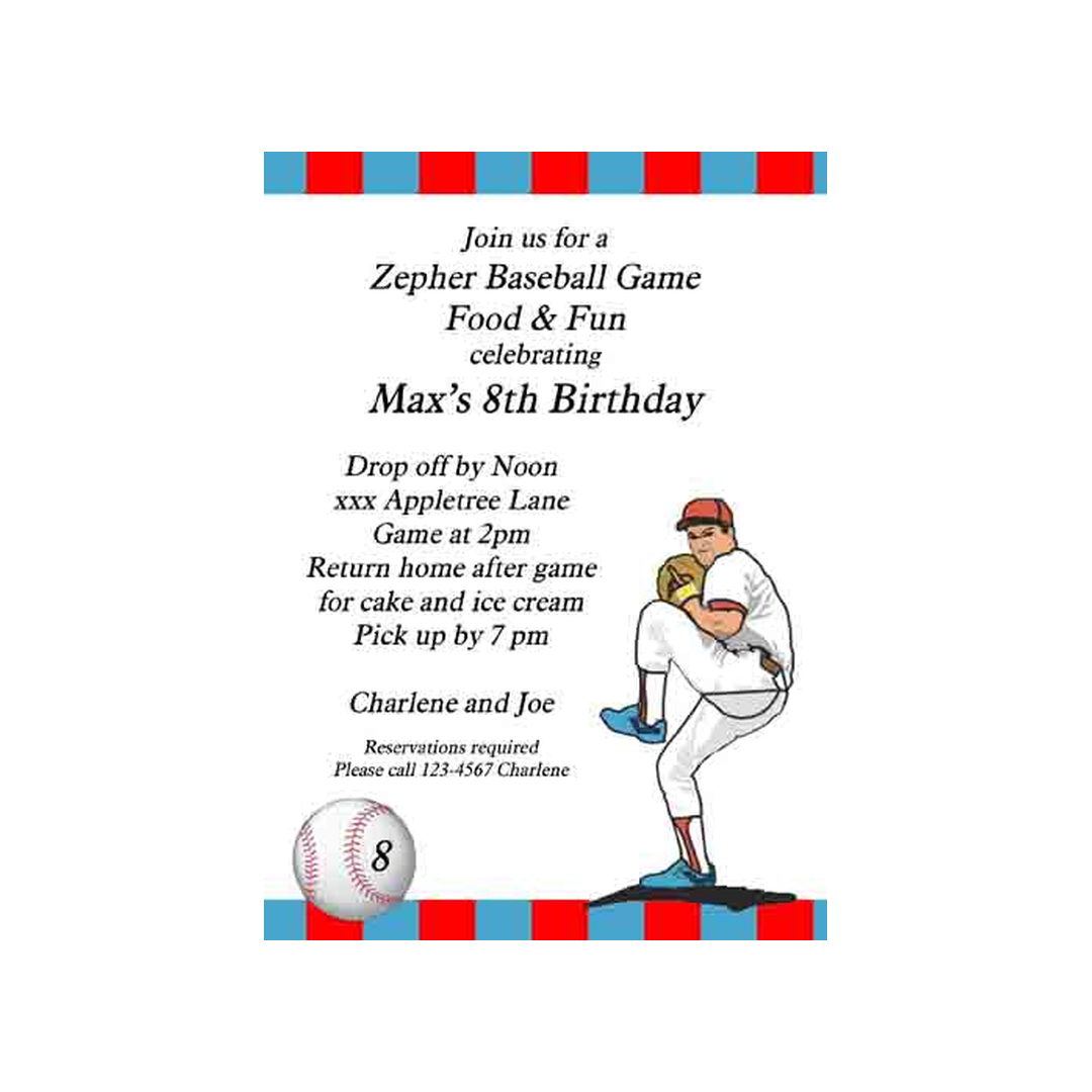 BASEBALL PITCHER CUSTOM INVITATION