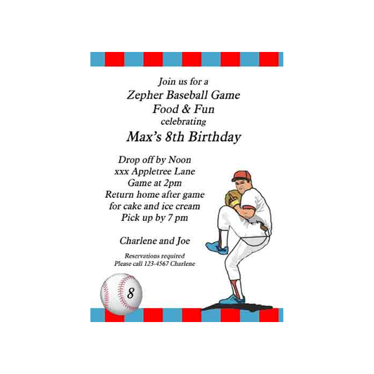 BASEBALL PITCHER CUSTOM INVITATION