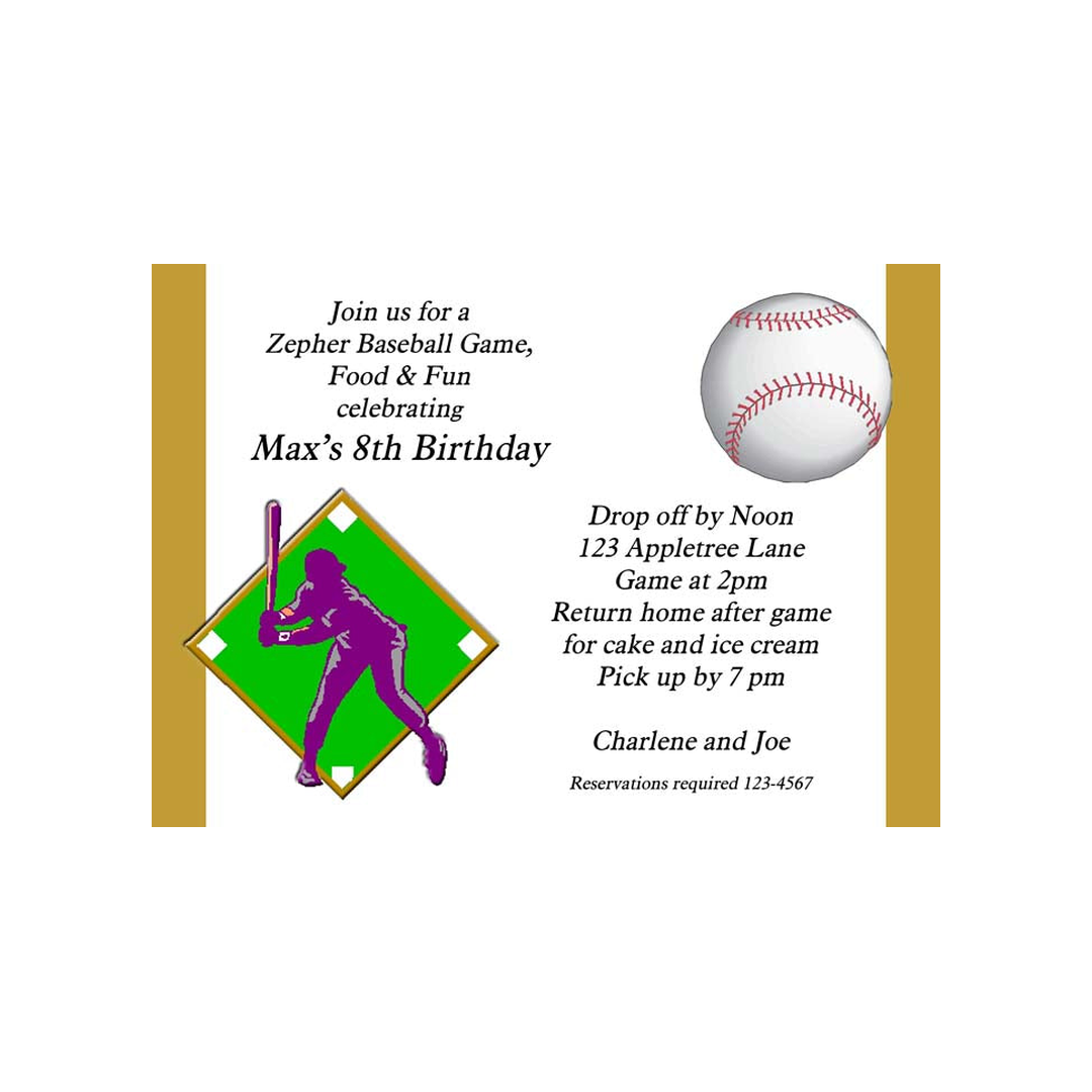 BASEBALL PLAYER CUSTOM INVITATION