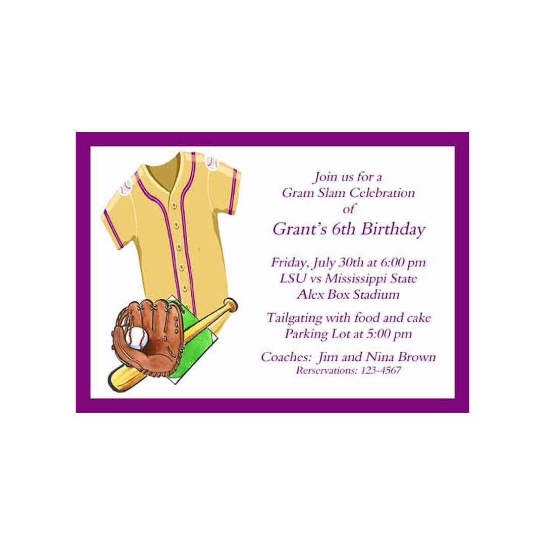 BASEBALL SHIRT CUSTOM INVITATION