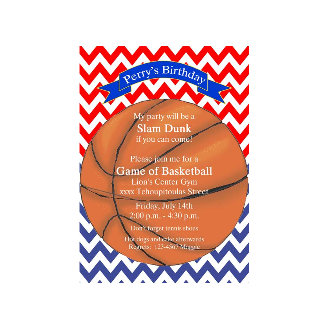 BASKETBALL AND CHEVRON CUSTOM INVITATION