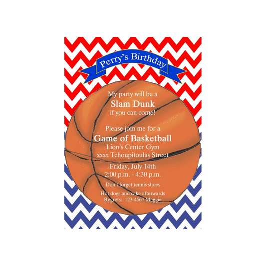BASKETBALL AND CHEVRON CUSTOM INVITATION