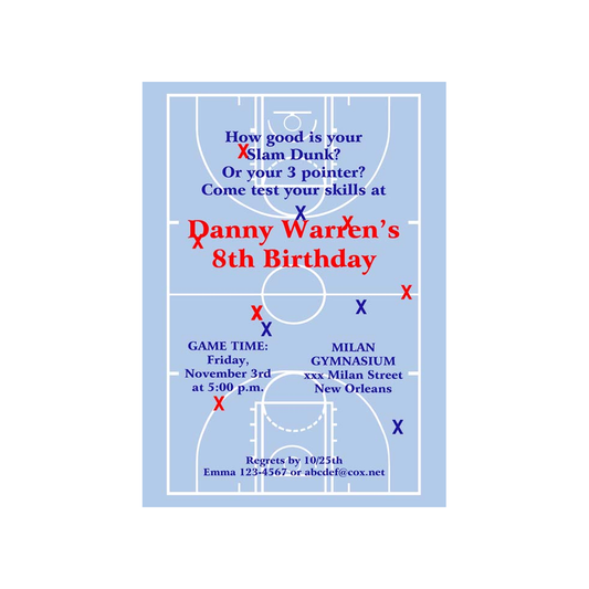 BASKETBALL COURT CUSTOM INVITATION