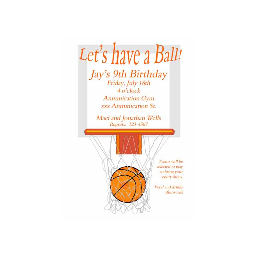 BASKETBALL GOAL CUSTOM INVITATION