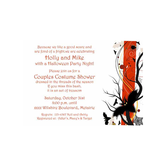 BAT ON TREE BRANCH CUSTOM INVITATION
