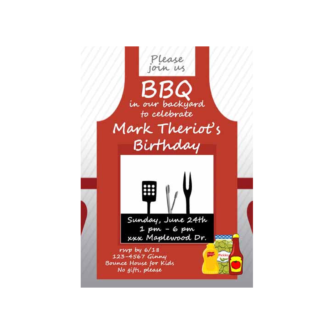 BBQ APRON CUSTOM INVITATION