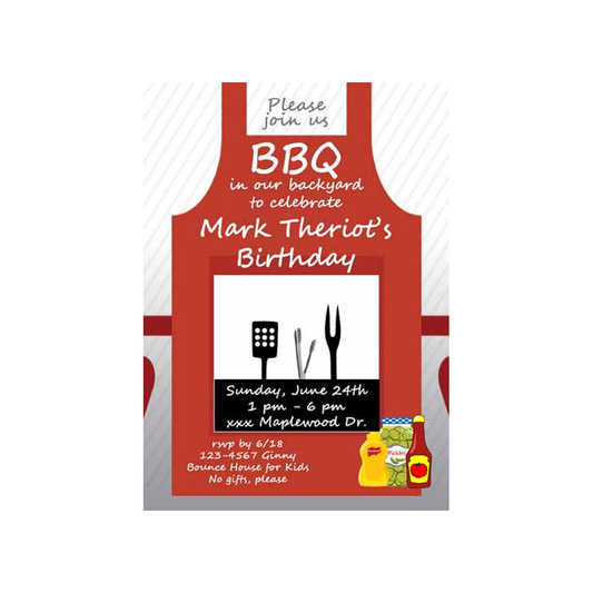 BBQ APRON CUSTOM INVITATION