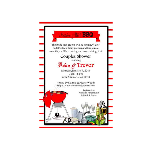 BBQ KITCHEN AND BAR SHOWER CUSTOM INVITATION