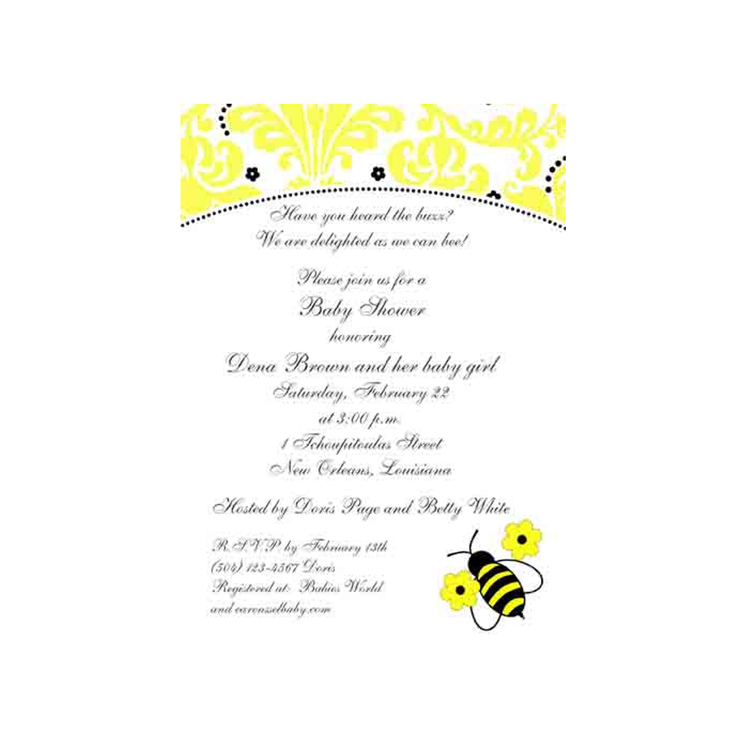 BEE AND DAMASK CUSTOM INVITATION