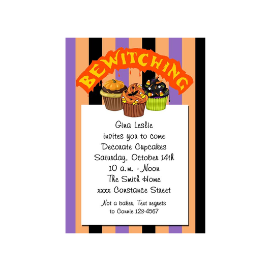 BEWITCHING CUPCAKES CUSTOM INVITATION