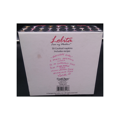 BIRTHDAY GIRL LOLITA MARTINI BOXED BEVERAGE NAPKINS