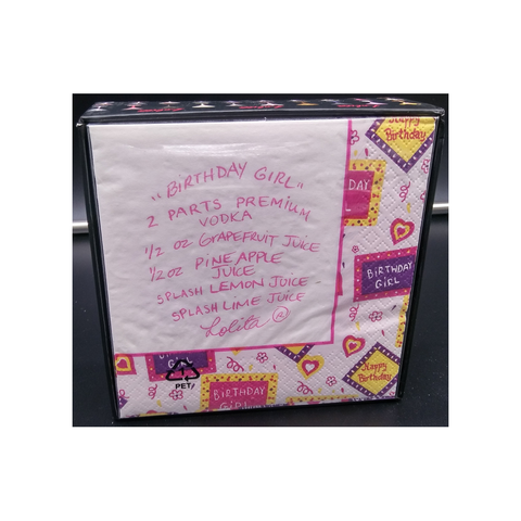 BIRTHDAY GIRL LOLITA MARTINI BOXED BEVERAGE NAPKINS
