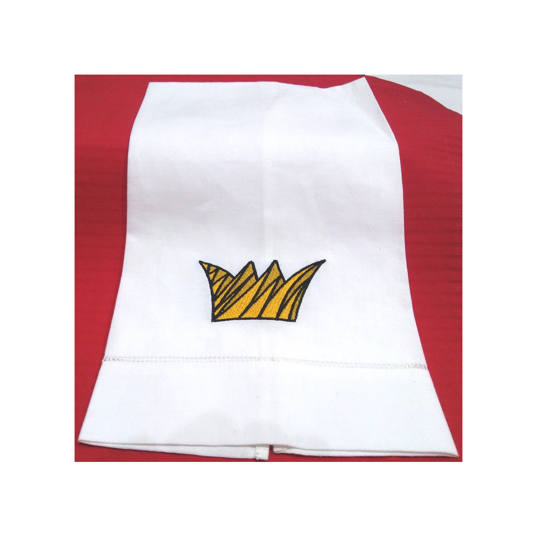 BLACK AND GOLD CROWN LINEN GUEST TOWEL