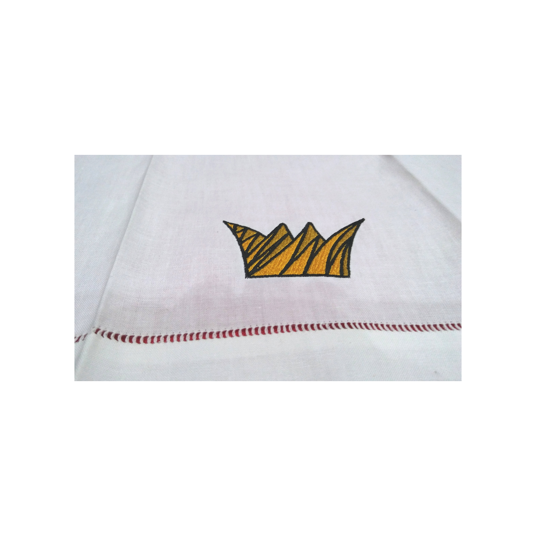 BLACK AND GOLD CROWN LINEN GUEST TOWEL